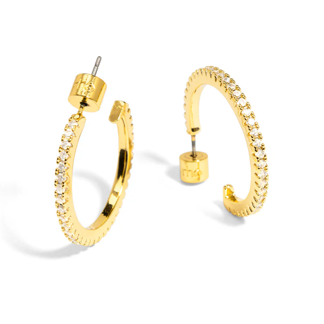 Small Pavé Hoop Earring in Gold
