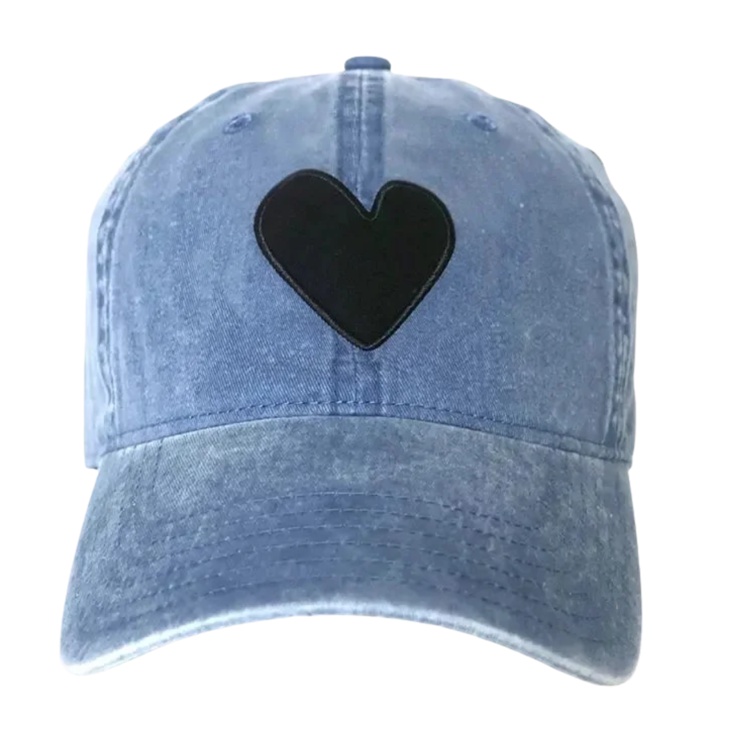 Baseball Hat Denim Imperfect Heart in Denim-Black