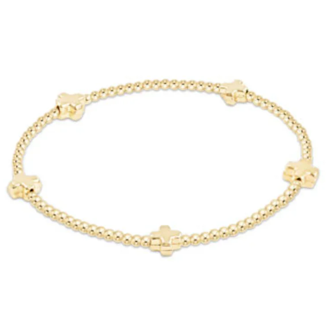 Signature Cross Small 2mm Gold Bracelet - Off-White main image 1