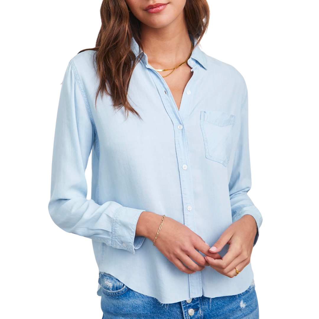 Ingrid Raw Hem Shirt in Light Vintage