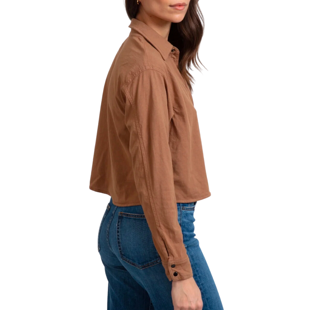 Cropped Knit Shirt in Tan