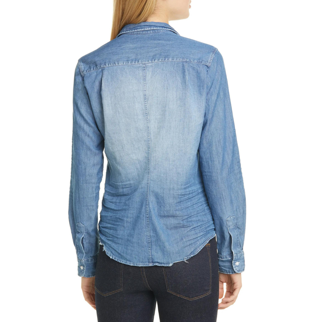 Barry Buttondown in Distressed Denim