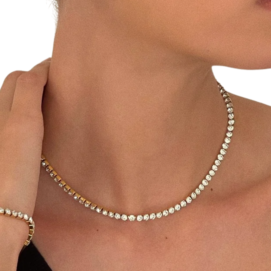 Fernanda Tennis Necklace in Gold