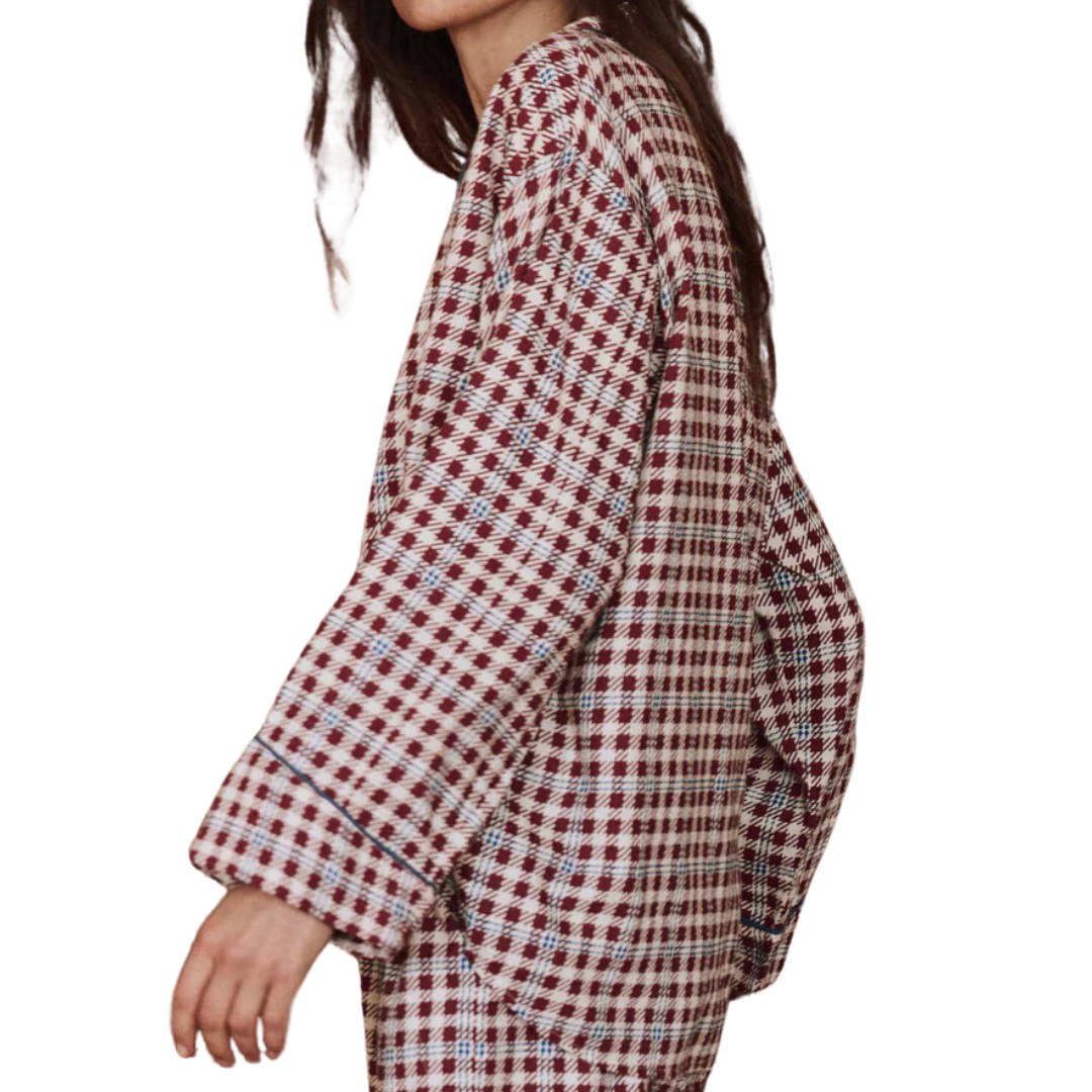 The Pajama Shirt in Bordeaux Plaid