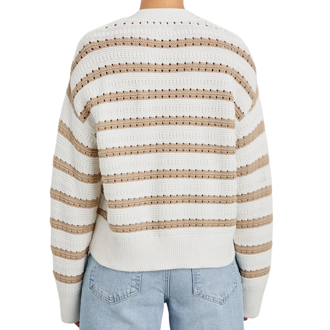 Geneva Cardigan in Ivory Oat Stripe