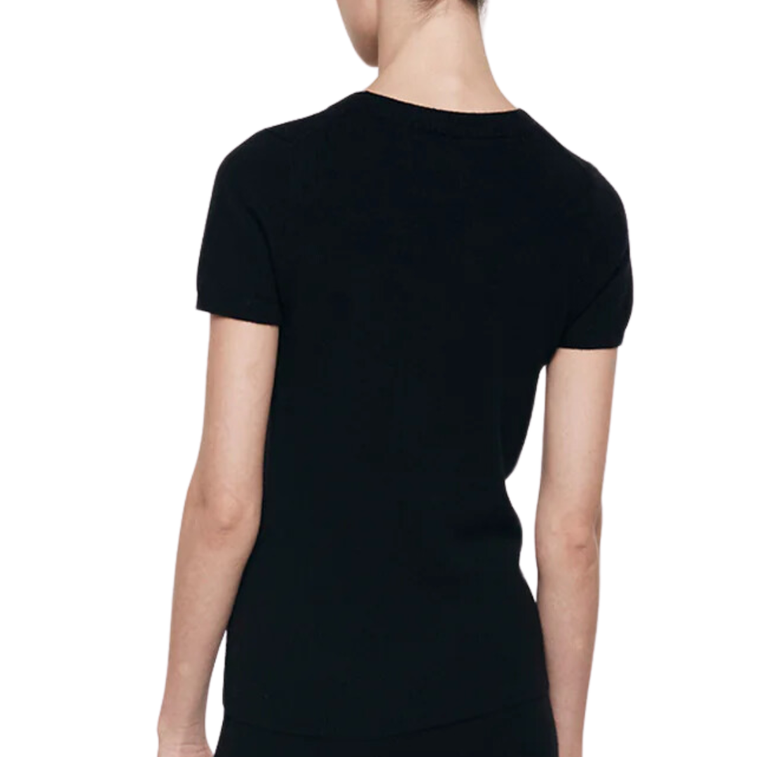 Cashmere Jersey S/S Crew in Black