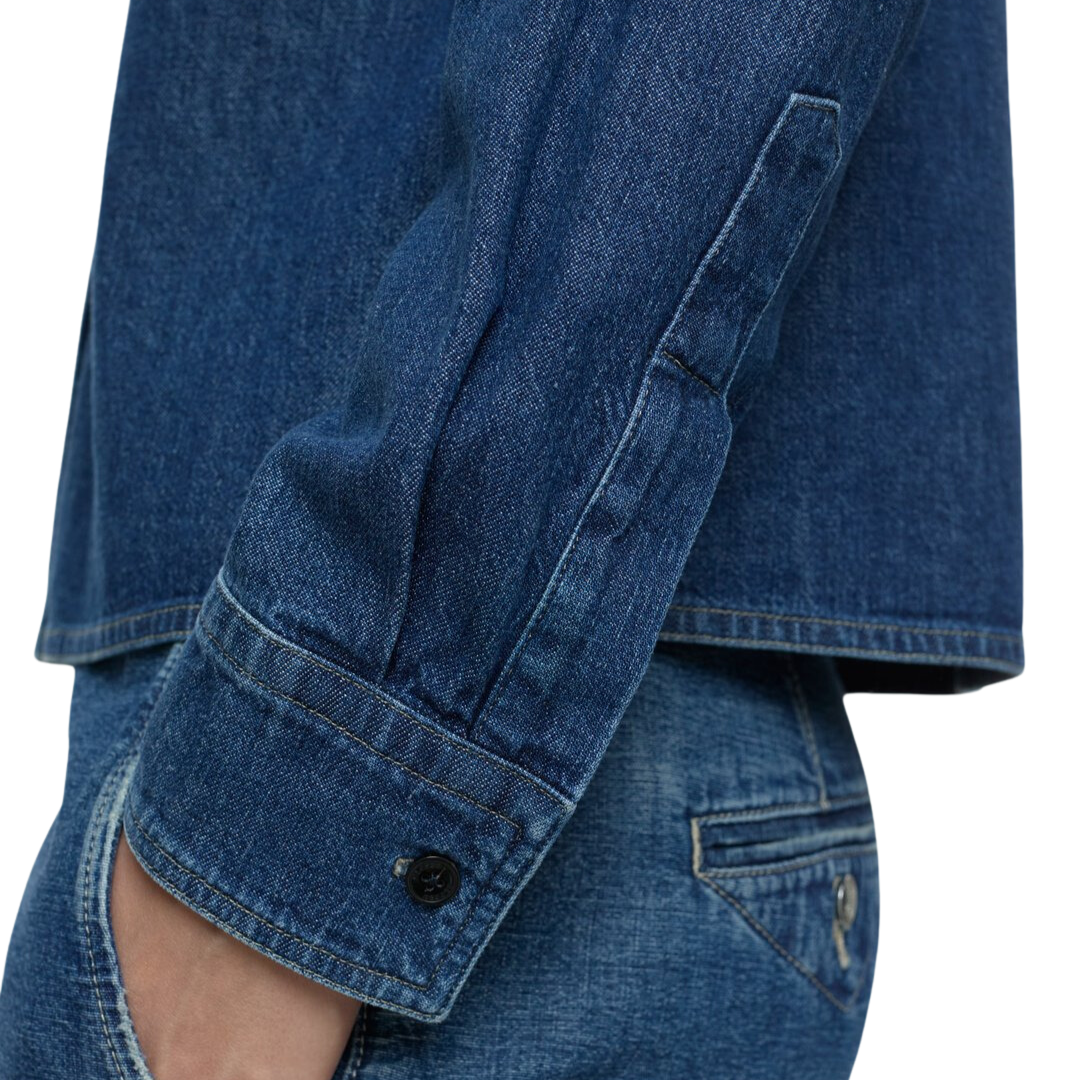 Denim Western Shirt in Mid Blue