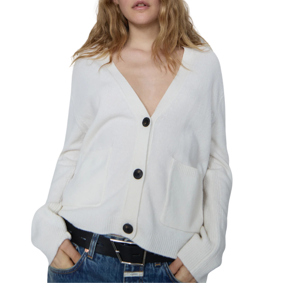 Wool Cardigan in Ivory