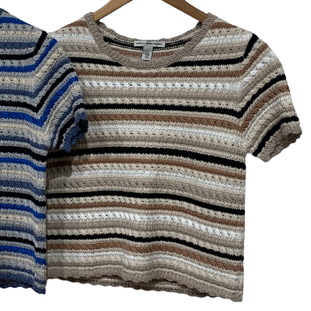 Mixed Stitch Stripe S/S Crew in Neutral Combo