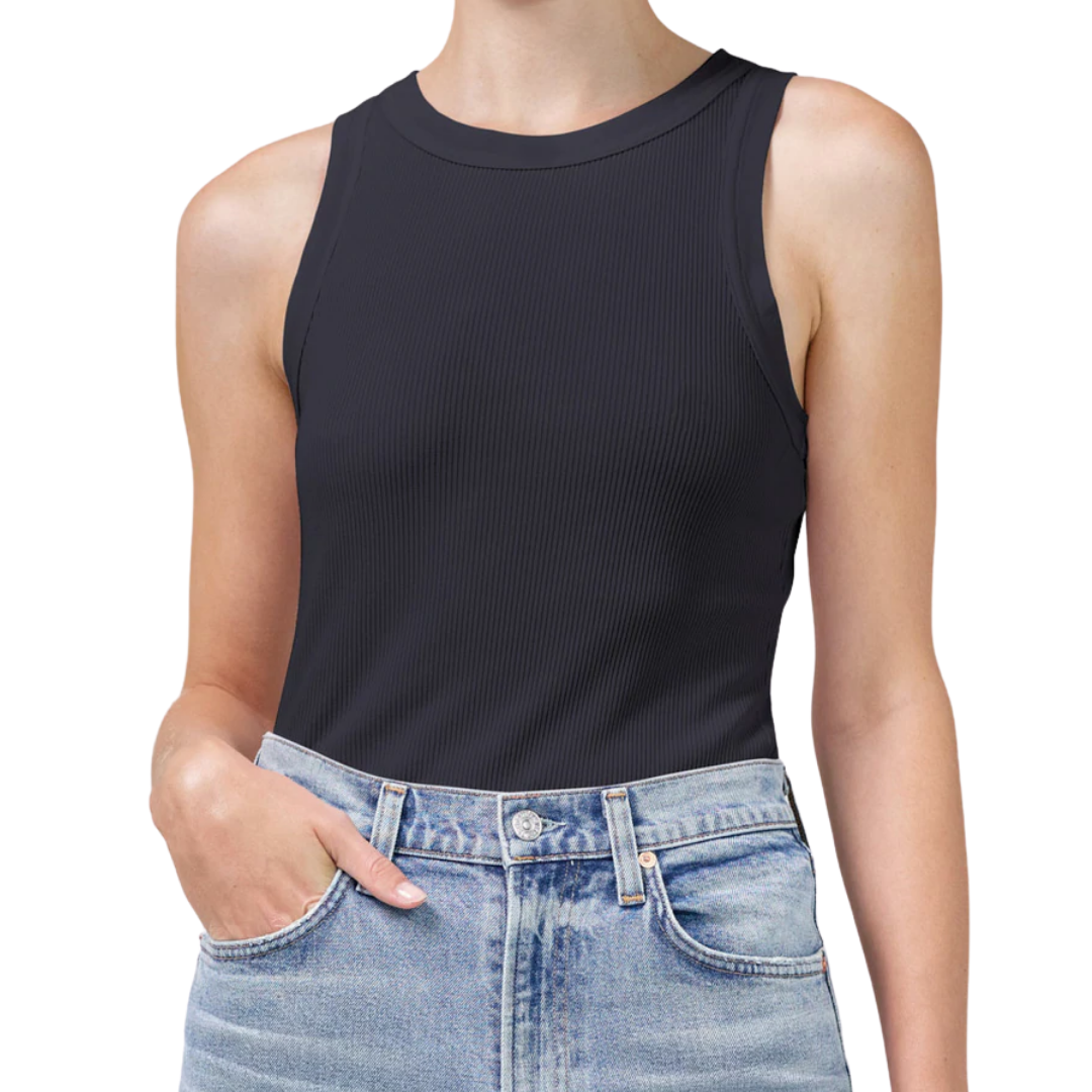 Isabel Rib Tank in Charcoal