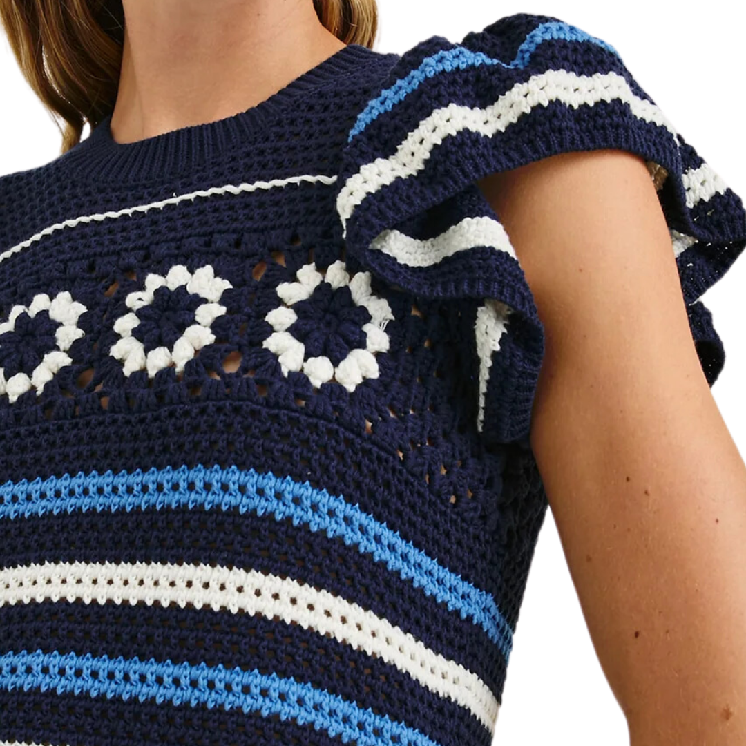 Penelope Top in Navy Sky Crochet