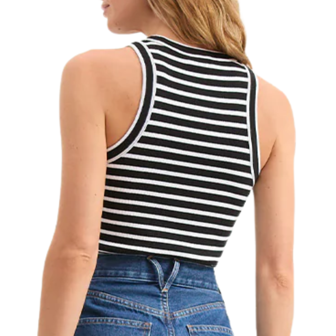 Jordyn Cropped Tank Top in White/Black