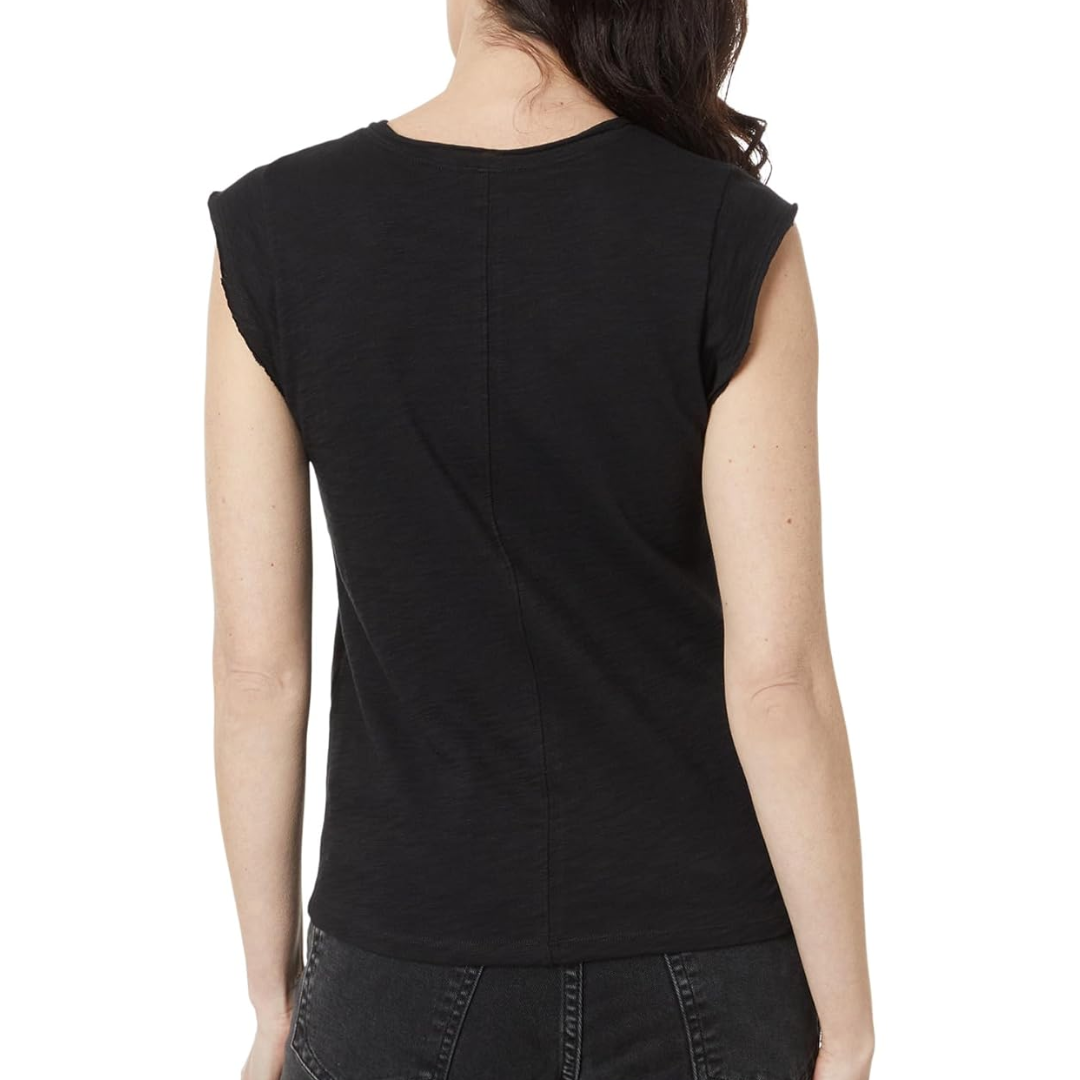 Cap Sleeve V-Neck in Black