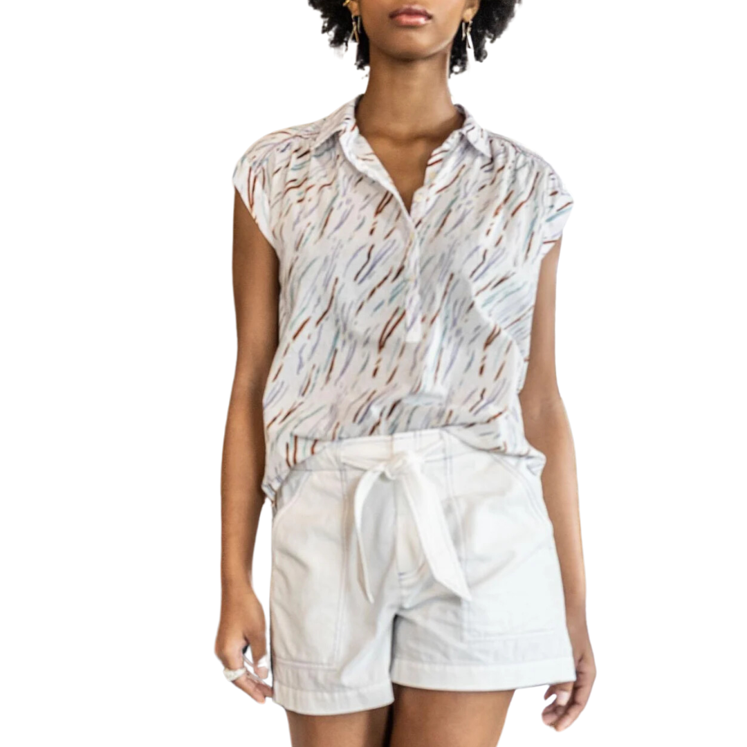 Belted Canvas Short in White