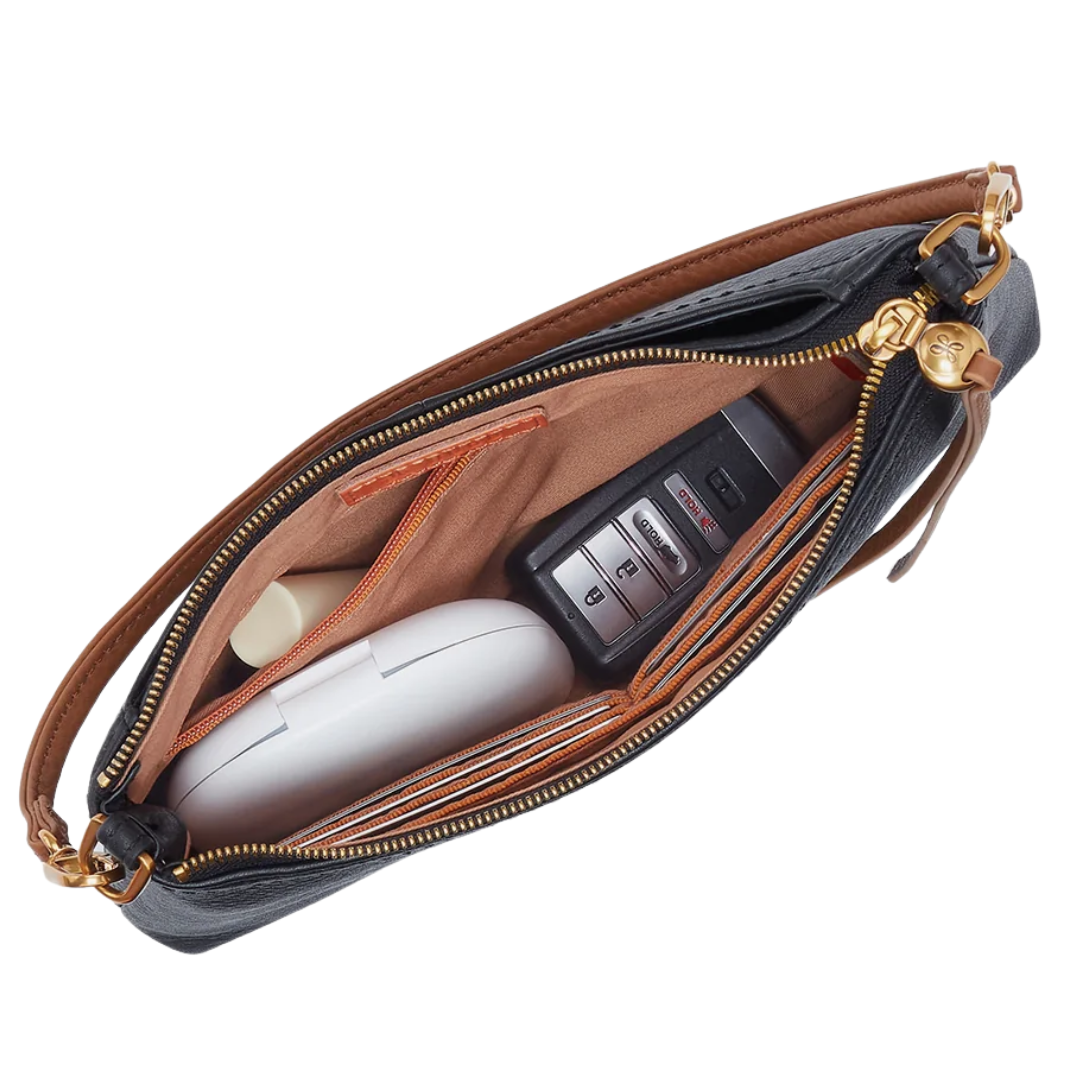 Darcy Crossbody in Black and Tan