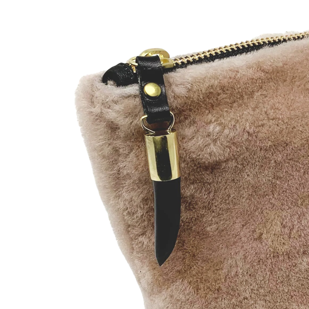 Shearling Makeup Bag in Blush