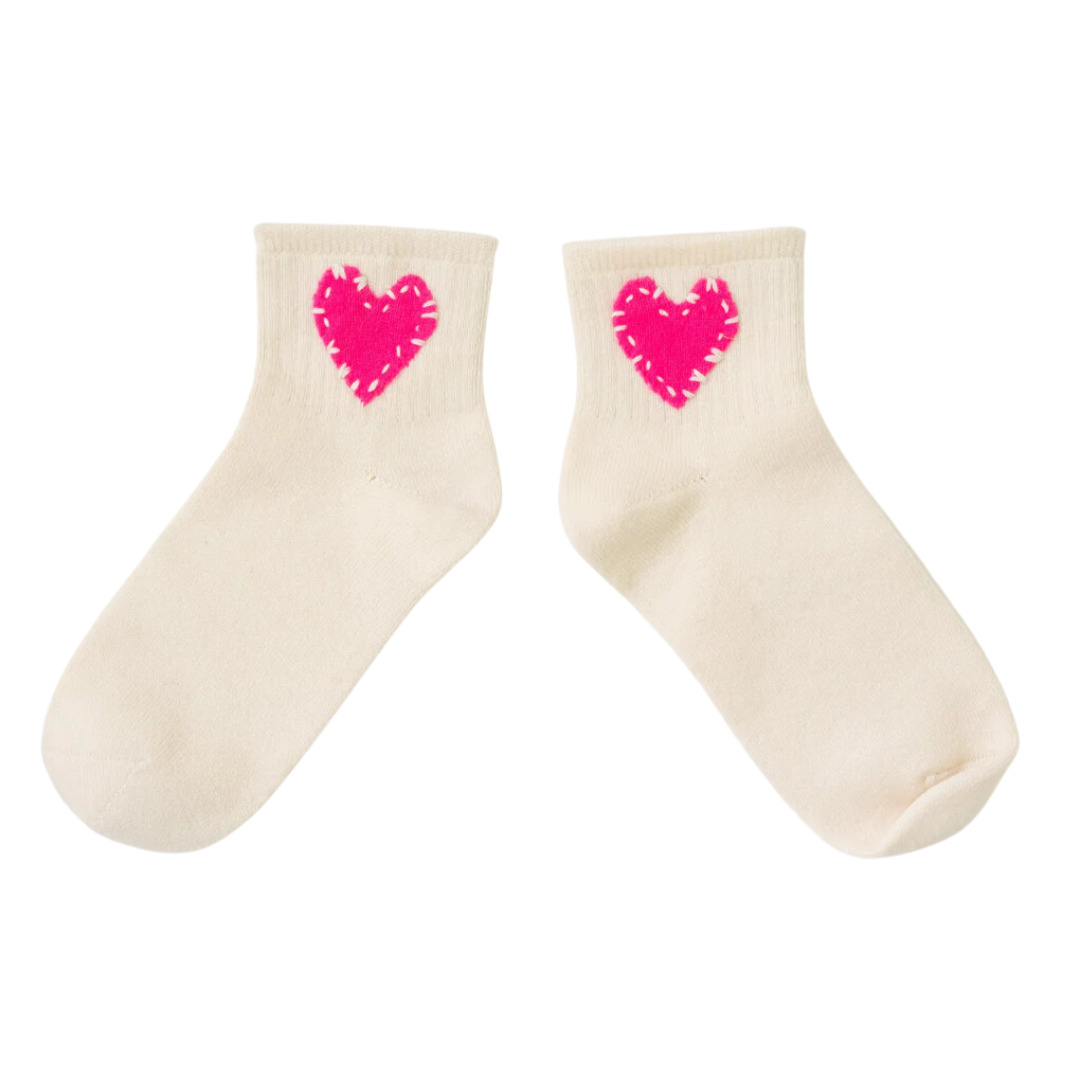 Good Morning Heart Ankle Socks in Milky Way
