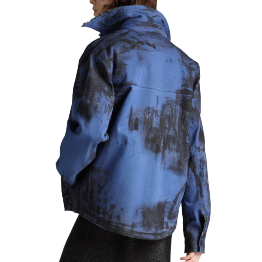 JEANS SHIRT JACKET WITH FUR STITCH LINING