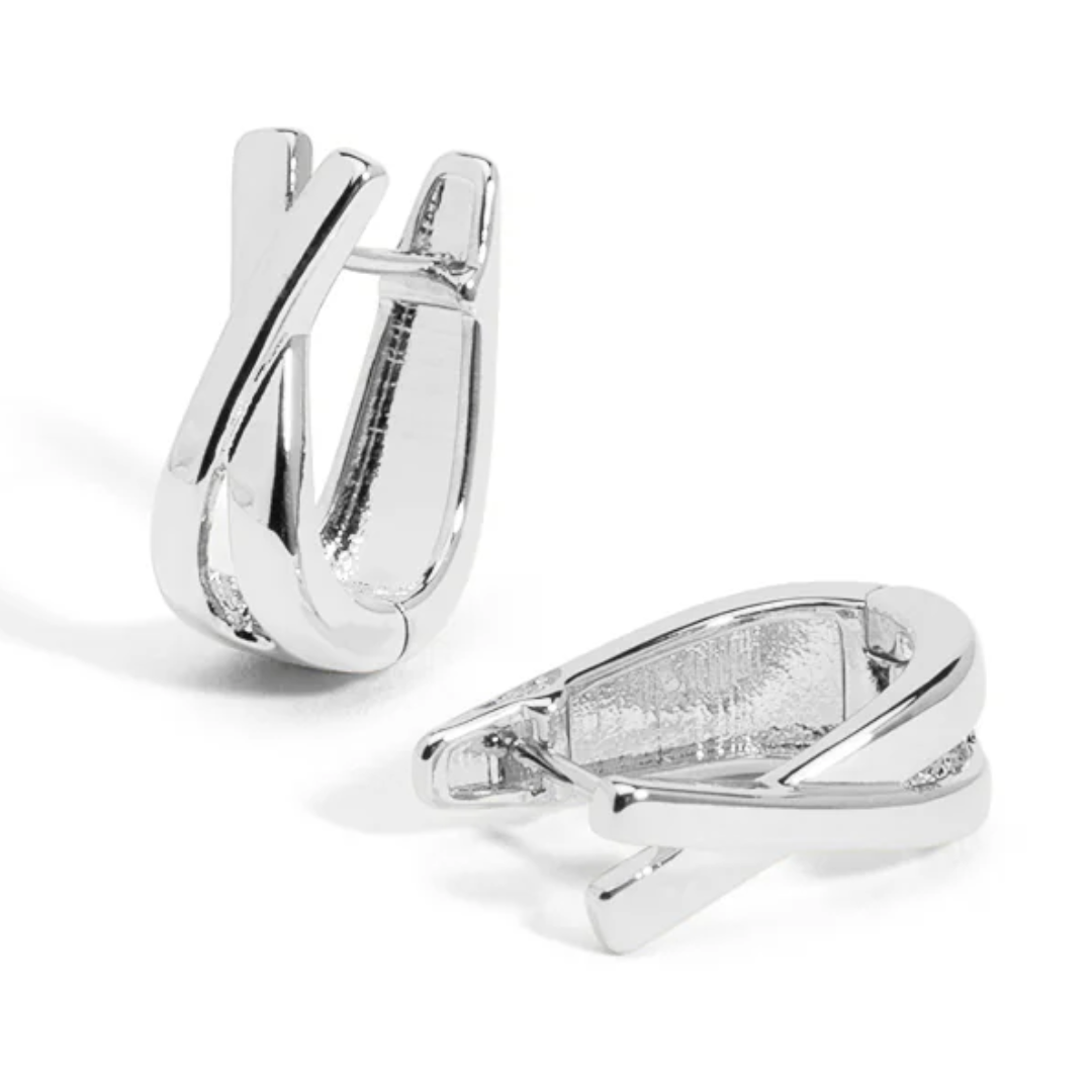 Crisscross Huggies in Silver