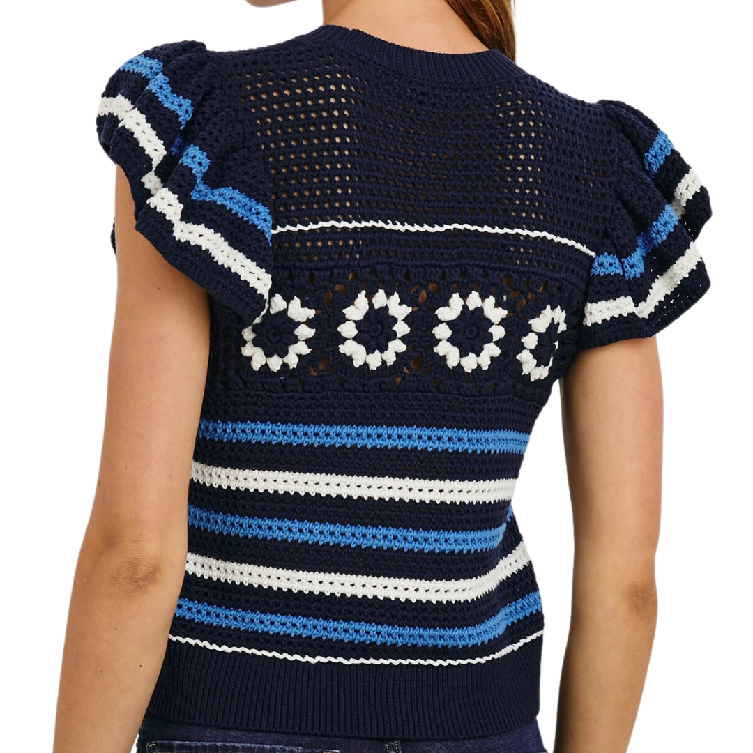 Penelope Top in Navy Sky Crochet