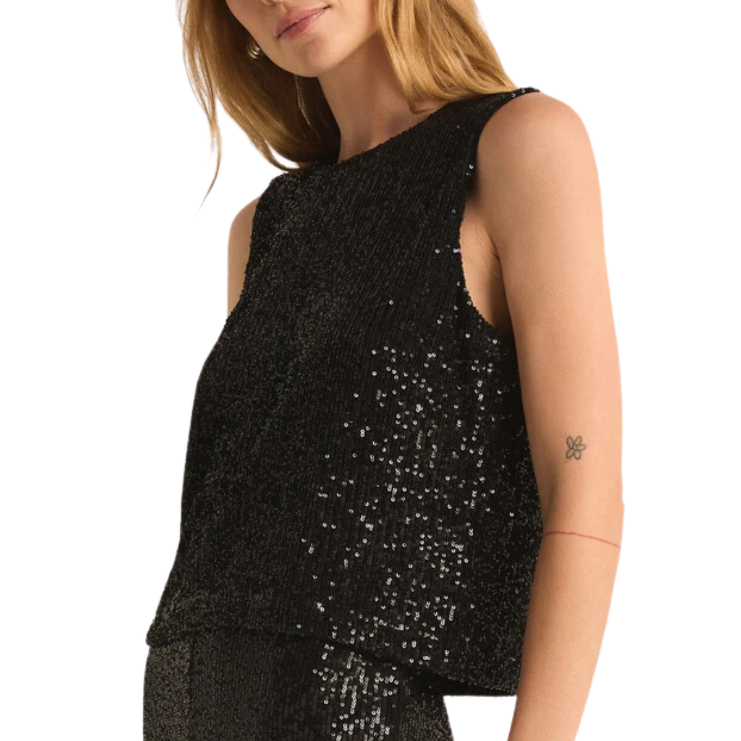 Sloane Sequin Top in Black