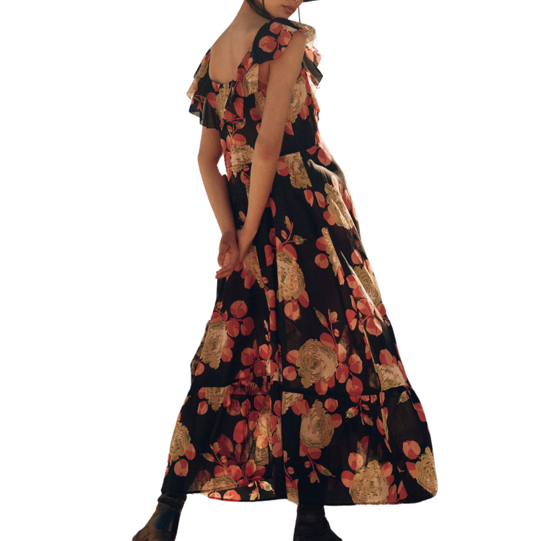 The Geranium Dress in Cabbage Rose Print