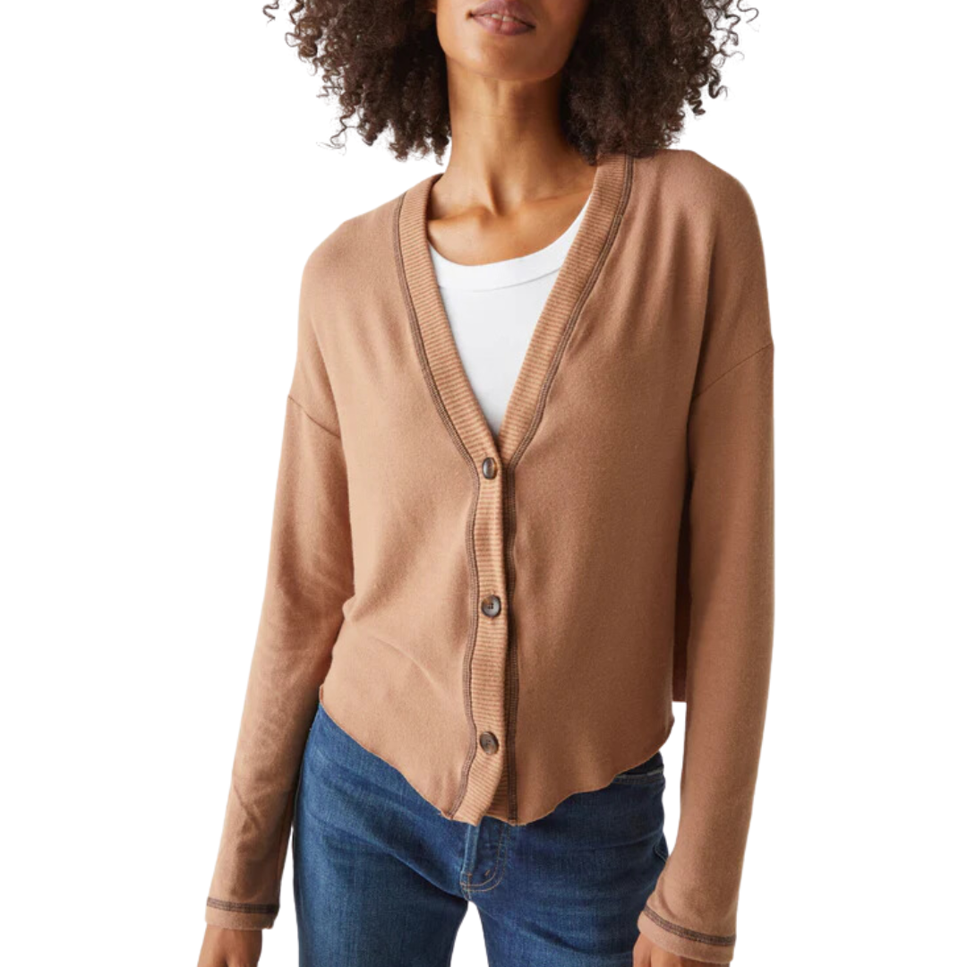 Noah Cardigan with Stitching in Camel