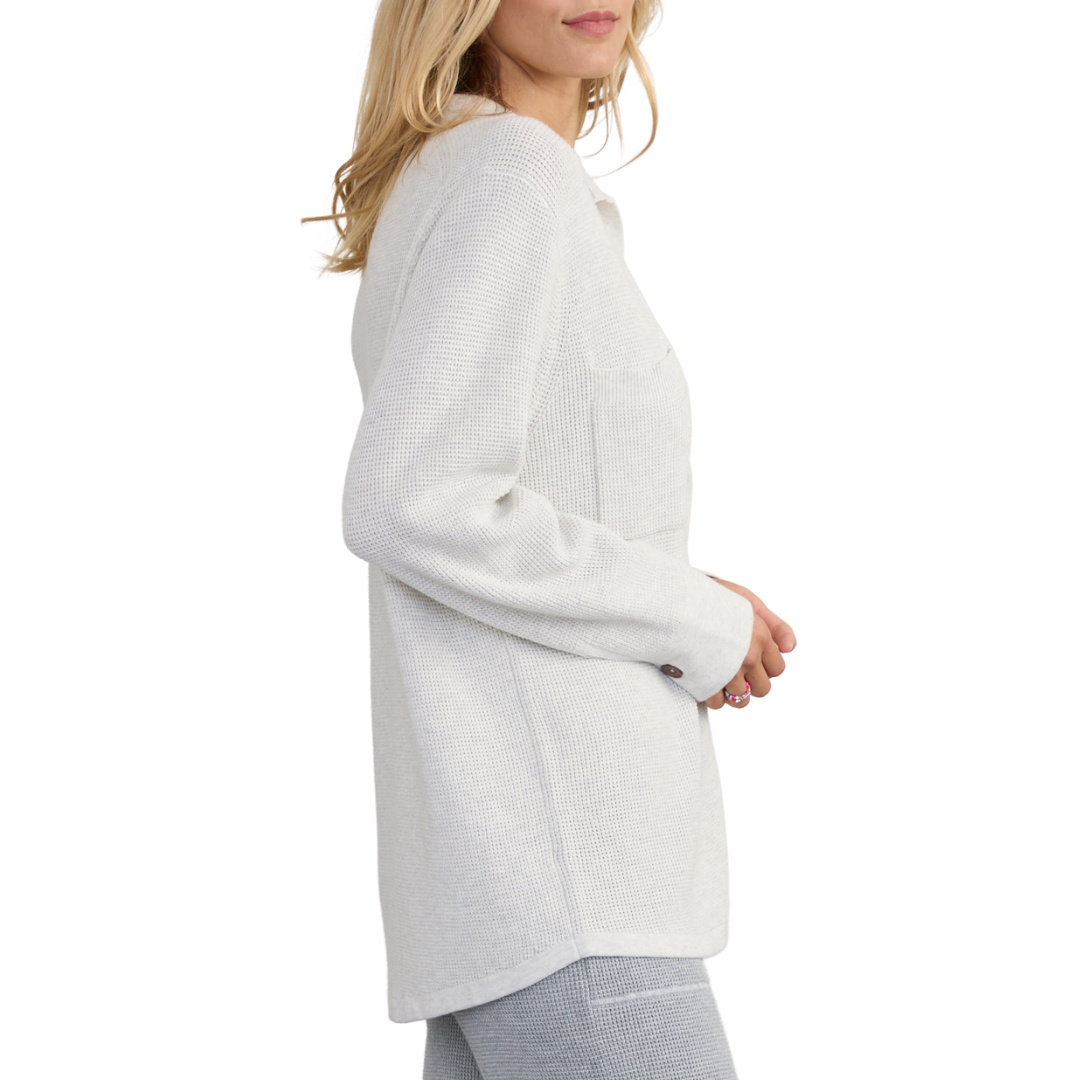 Jamie Waffle Shacket in Salt