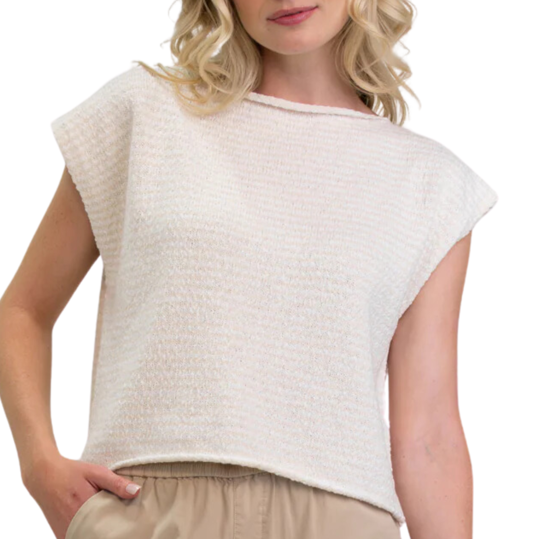 Square Knit Tee in Ivory/Natural
