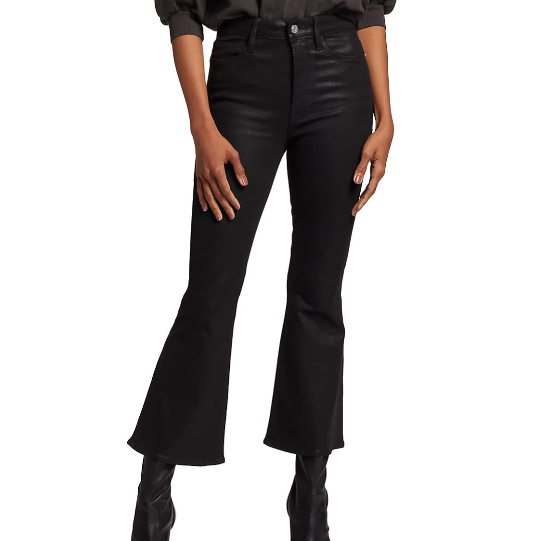 Le Crop Flare in Noir Coated