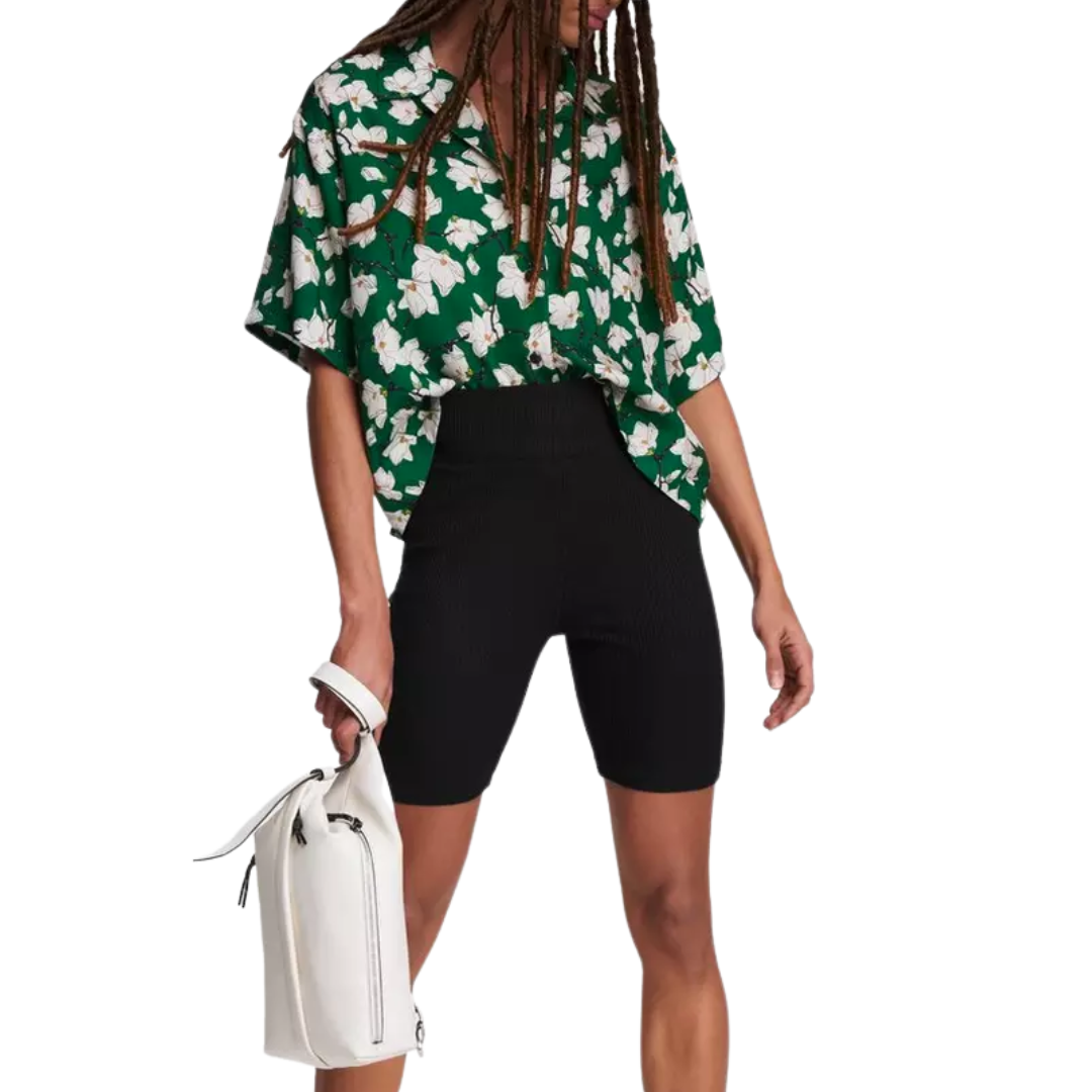 Rib Knit Bike Short in Black