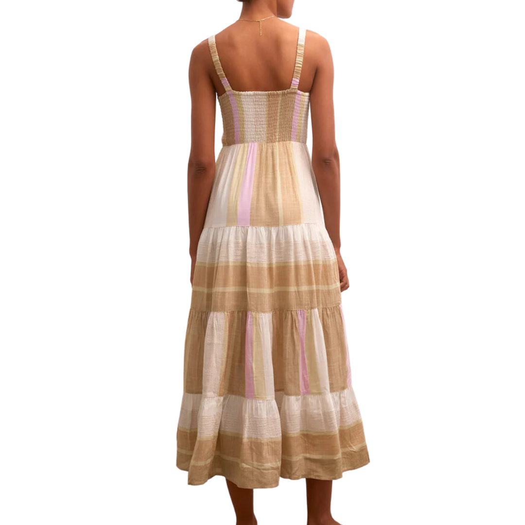 Kyara Striped Smocked Maxi Dress in Multi