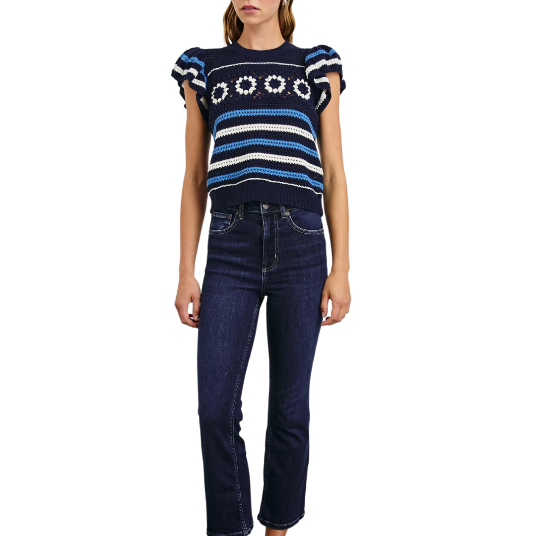 Penelope Top in Navy Sky Crochet