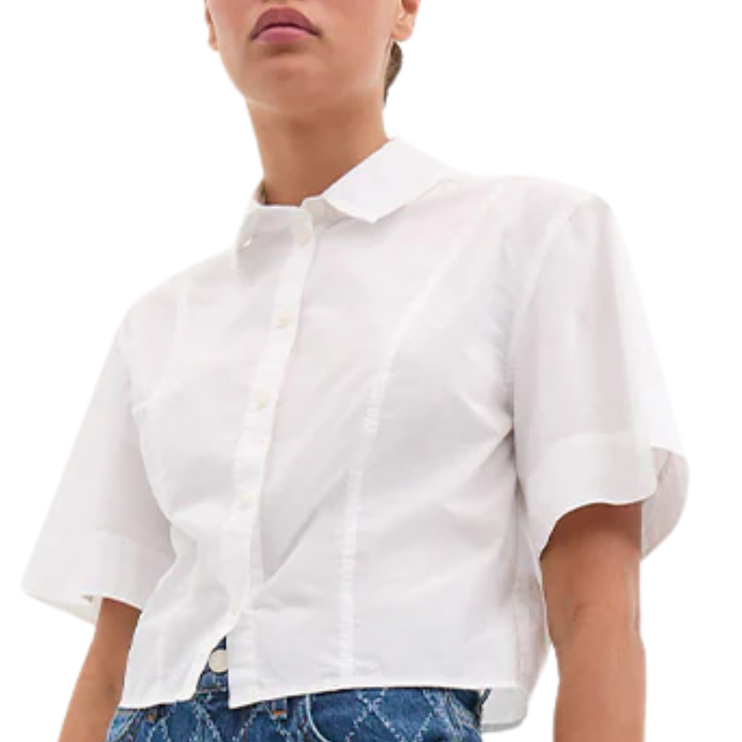 Claire Cropped Shirt in White