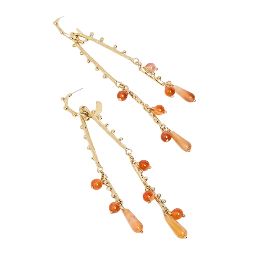 Beaded Chandelier Earring in Yellow Jasper