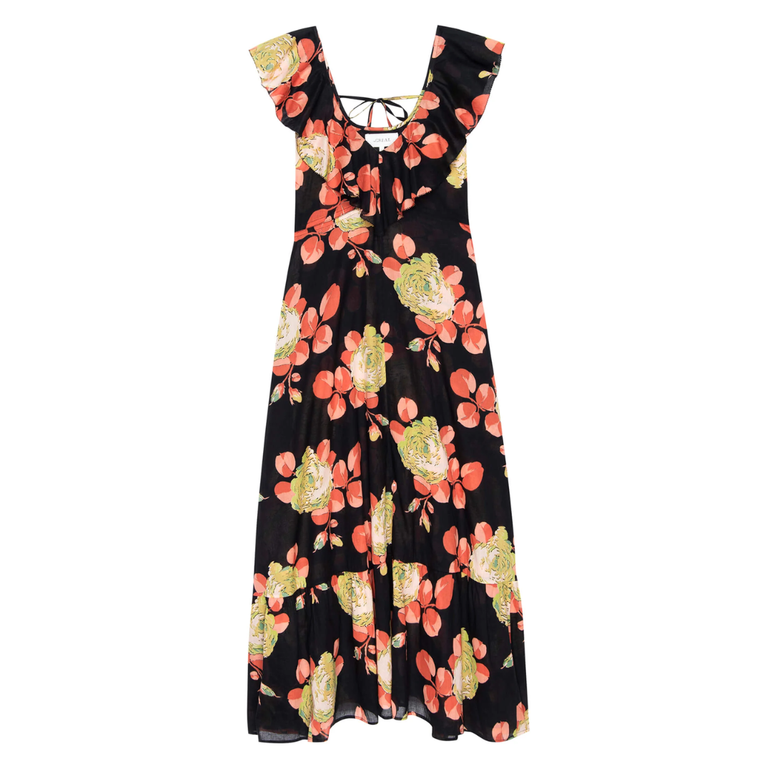 The Geranium Dress in Cabbage Rose Print