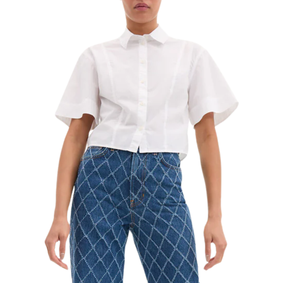 Claire Cropped Shirt in White
