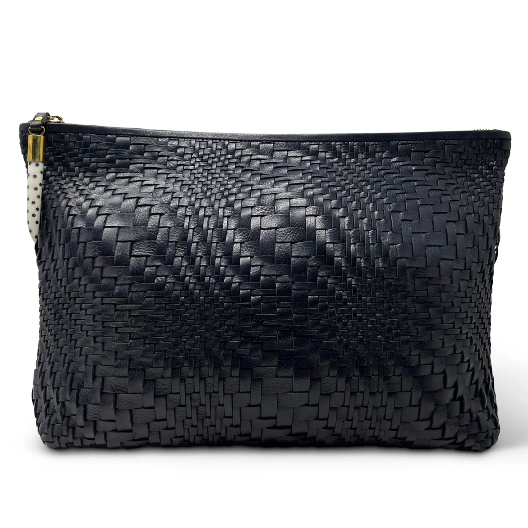 Vari Weave Clutch in Navy