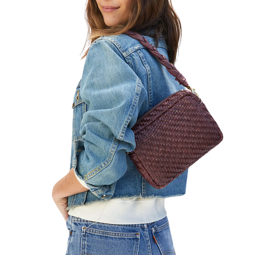 Midi Sac in Plum Woven Zig Zag