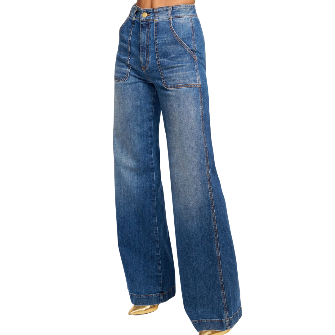 Theodora Wide Leg Jean in Medium Wash