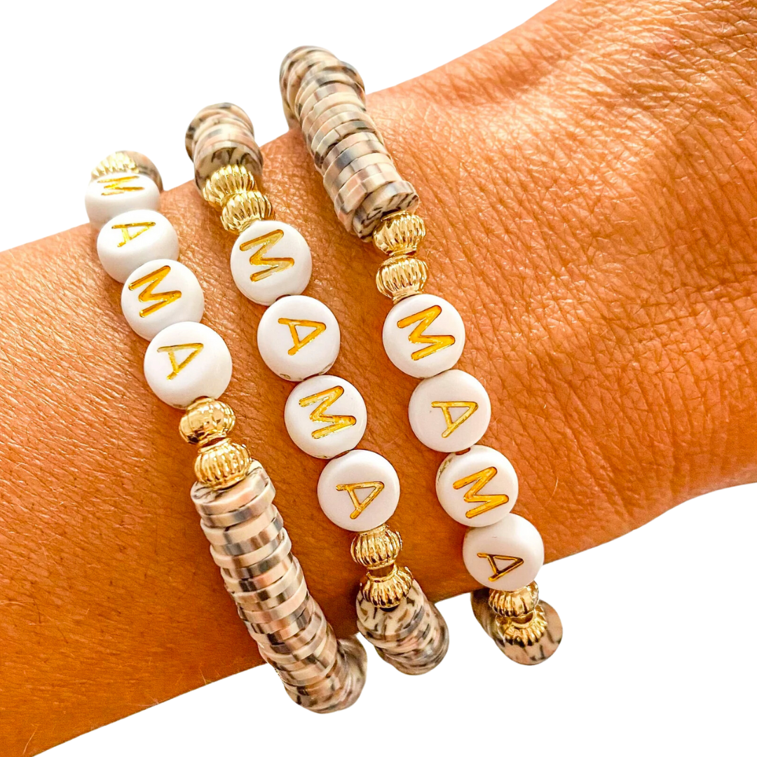 Mama Heishi Bracelet in Leopard Dalmatian