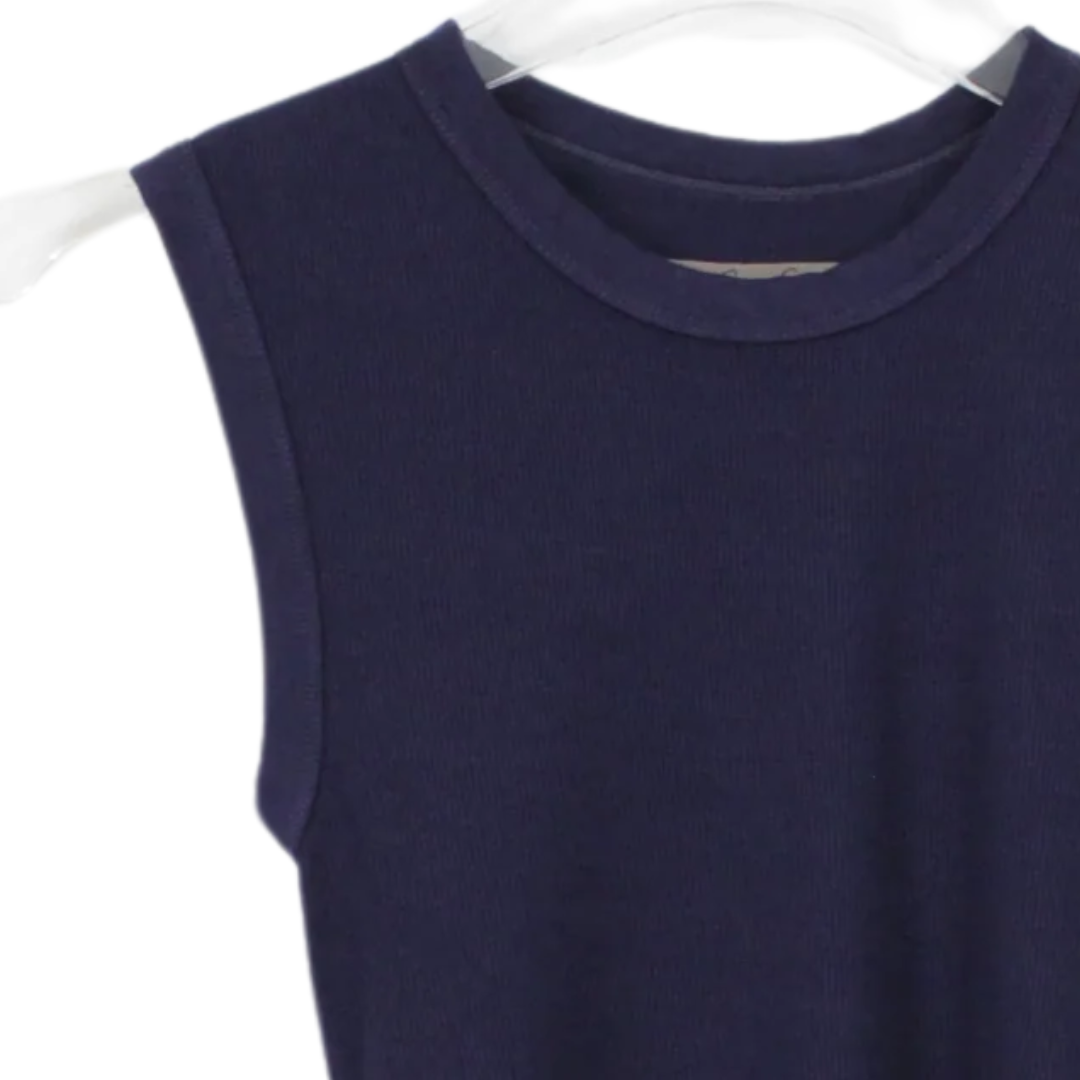 Silk Knit Sleeveless Crew in Indigo