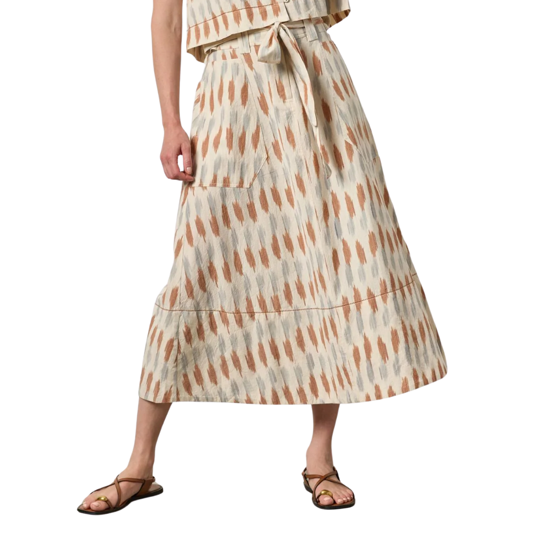 Ikat Long Skirt in Carob Ikat