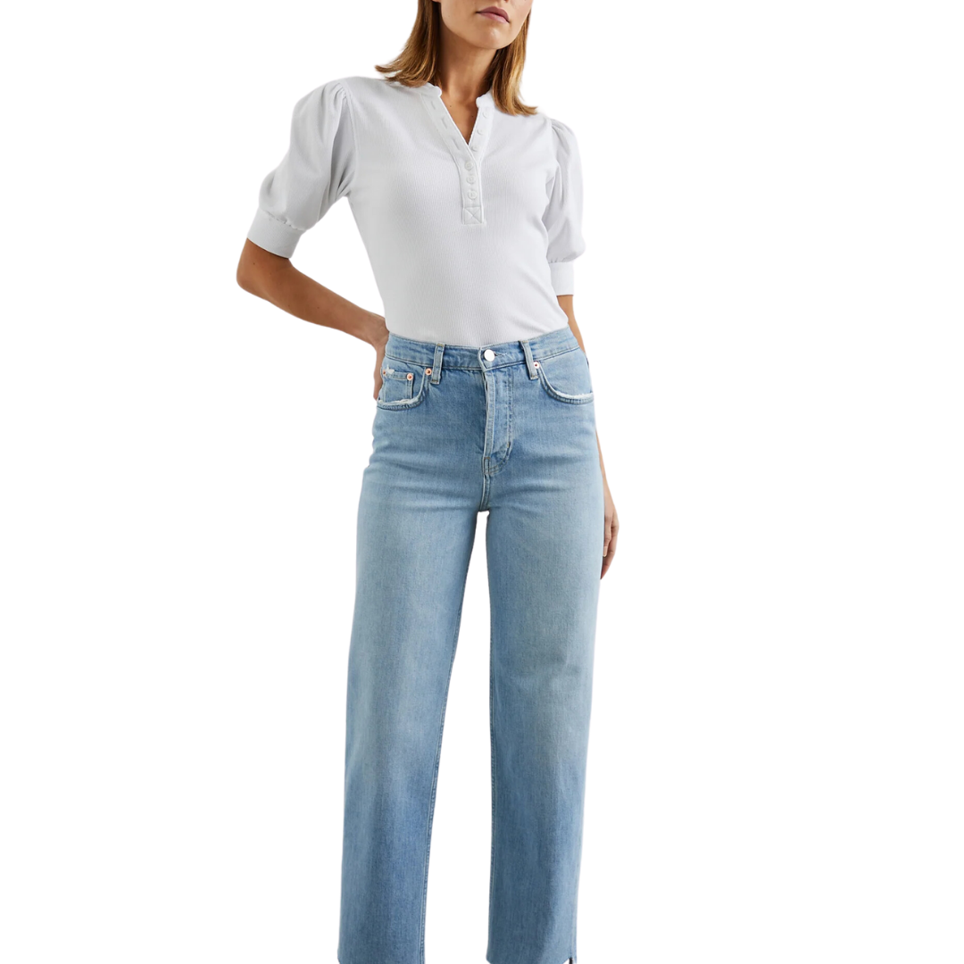 Jewel Top in White Rib