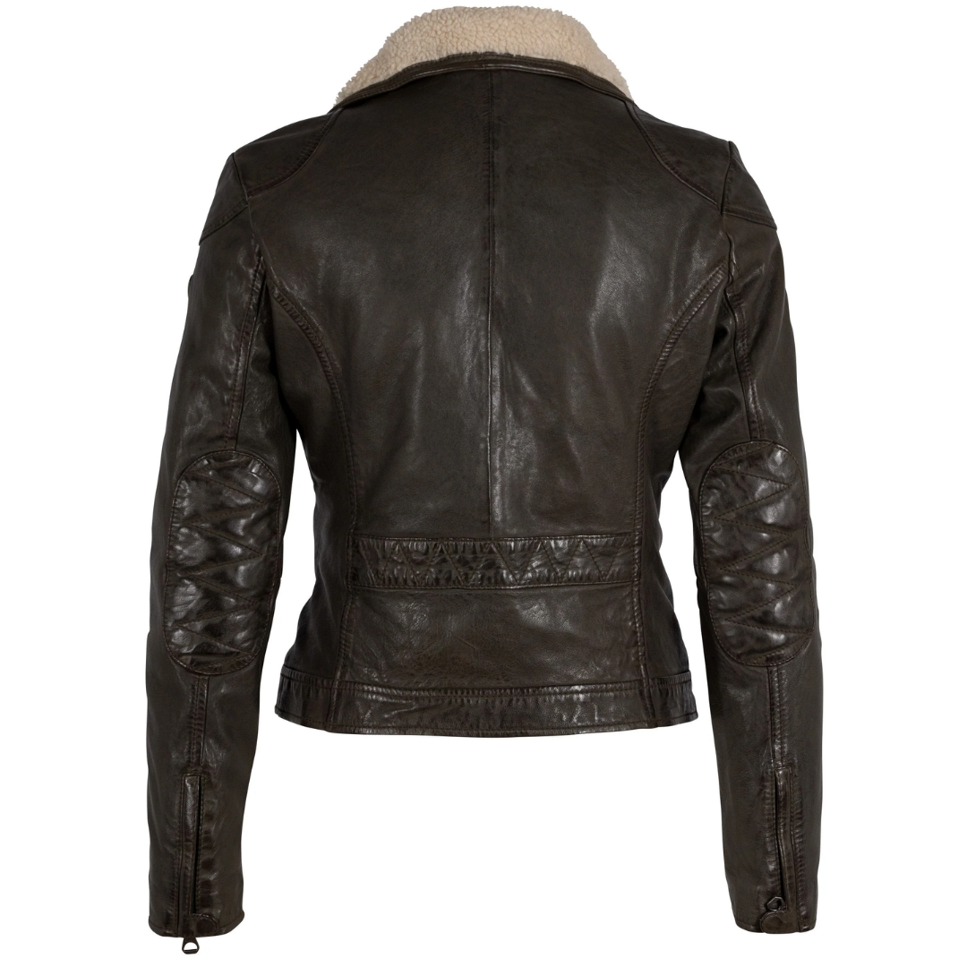 Jenja Leather Jacket in Olive