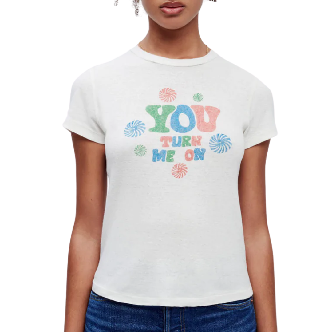 90s Baby "You Turn Me On" Tee in Vintage White