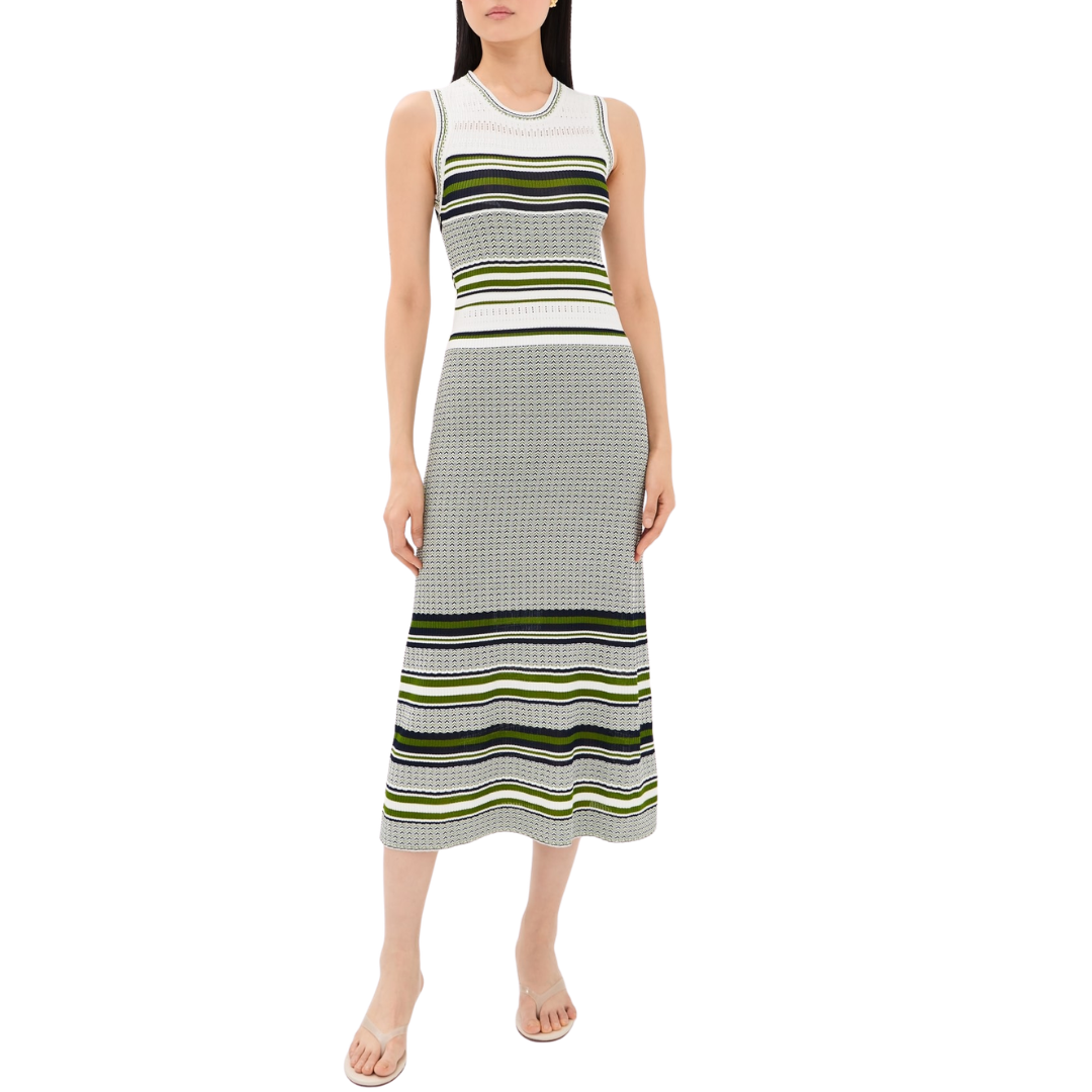 Veronica Beard Dawna Knit Dress in Navy/Cactus/Off White