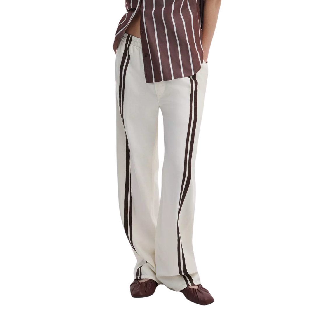 Logan Denim Track Pants in Ecru Sport