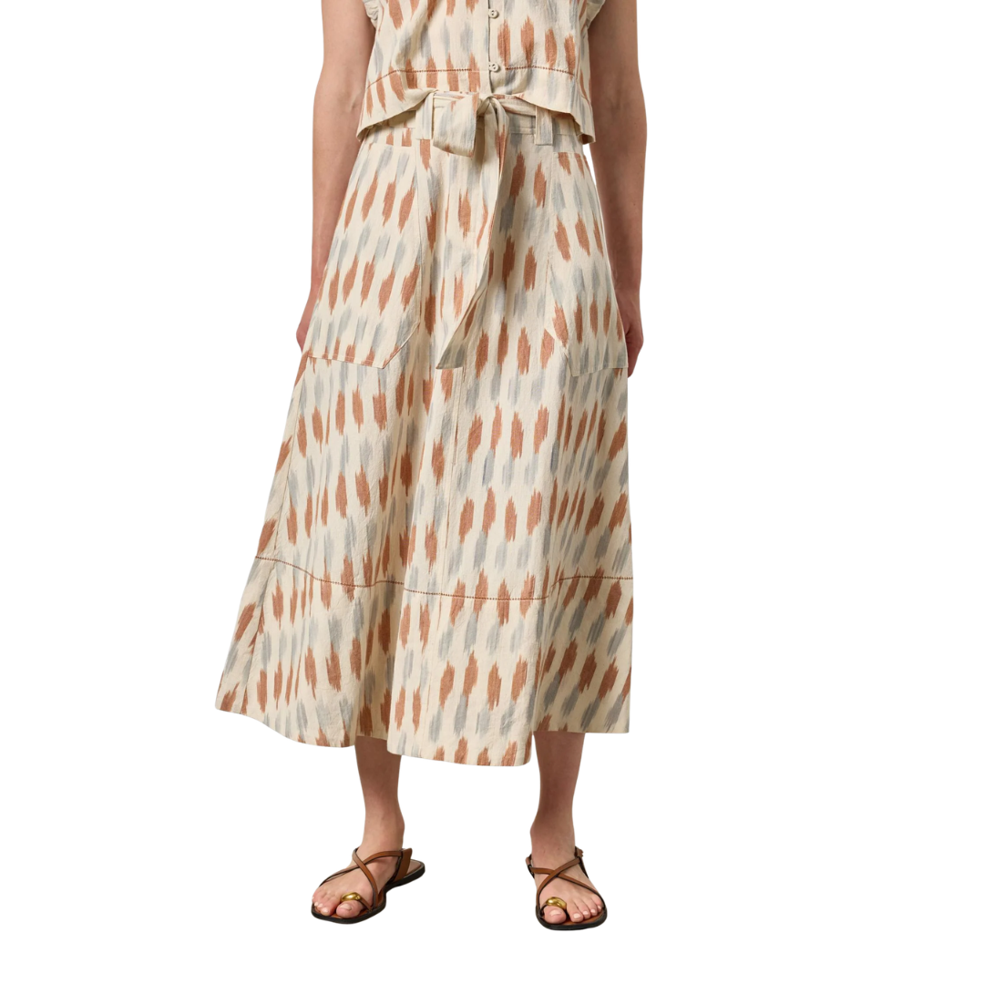 Ikat Long Skirt in Carob Ikat