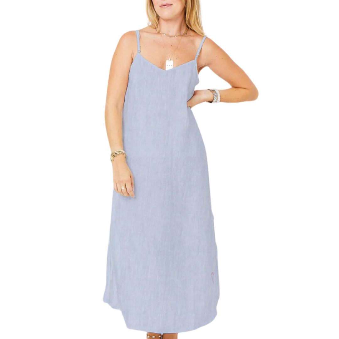Sabine Linen Dress in Blue